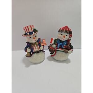 Galleria lucchese snowmen around the world 1997 VTG American / Italian Flag Set